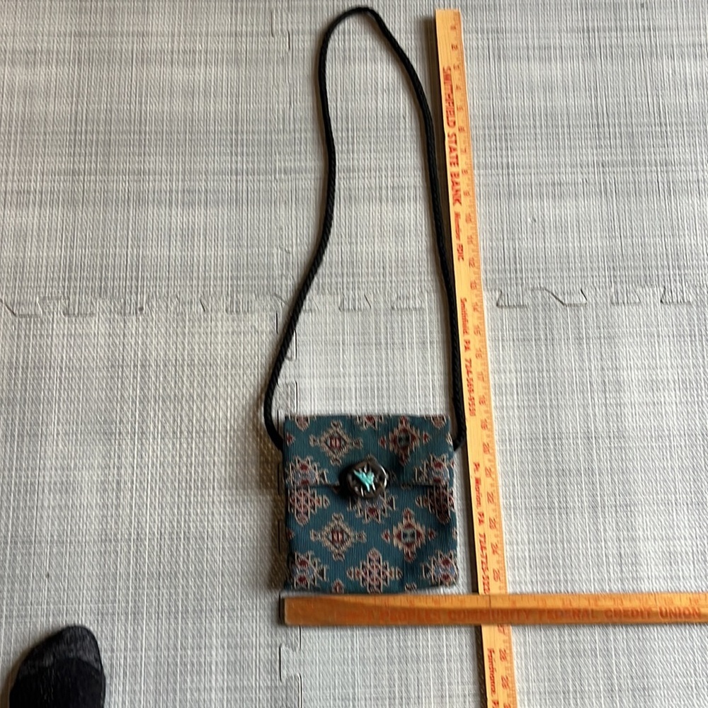 Kokopelli Carpet Cross-Body Purse. Braided Black Strap - Picture 3 of 6